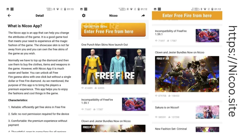 Nicoo free fire app